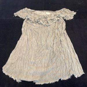 Mustard Seed off the shoulder dress, size small, green as. White striped